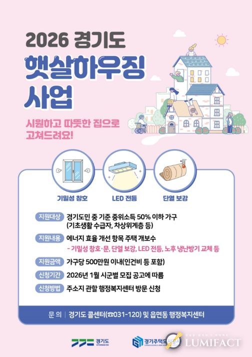 2026년 햇살하우징 사업 모집 포스터.