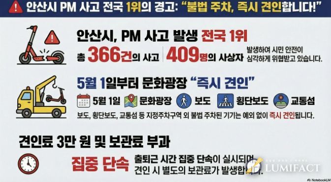 '전동킥보드 불법주차 견인 안내' 디지털 홍보자료